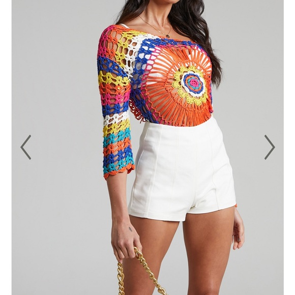 VENUS Tops - Coachella Multicolor Crochet Top L/XL